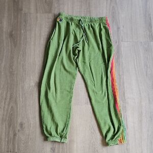 Aviator Nation Green 5 Stripe Sweatpants Size Large
